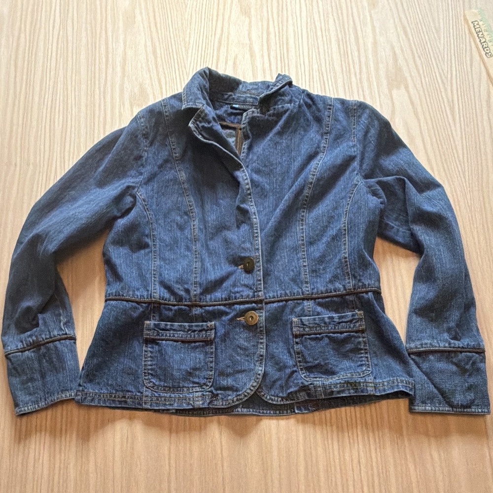 Relativity Womens XL Blue Denim Jacket Button Front Pockets RN 69016